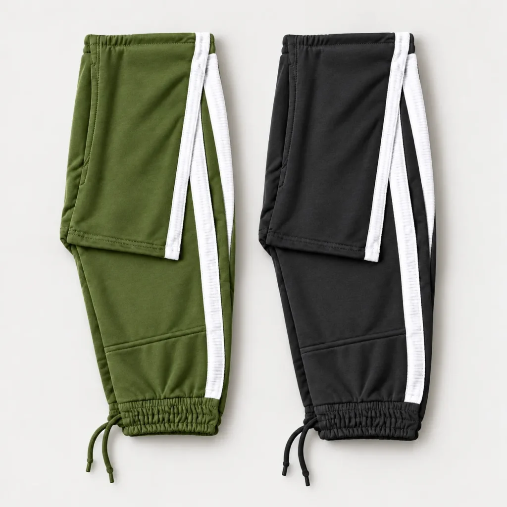 Men’s Premium Side Stripe Jogger Pant || Olive Green+Charcoal Black 2Pcs Combo