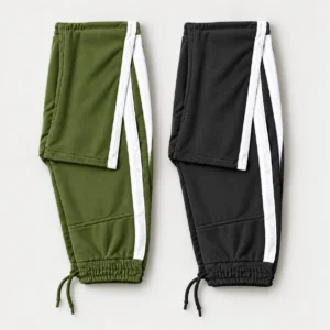 Men’s Premium Side Stripe Jogger Pant || Olive Green+Charcoal Black 2Pcs Combo