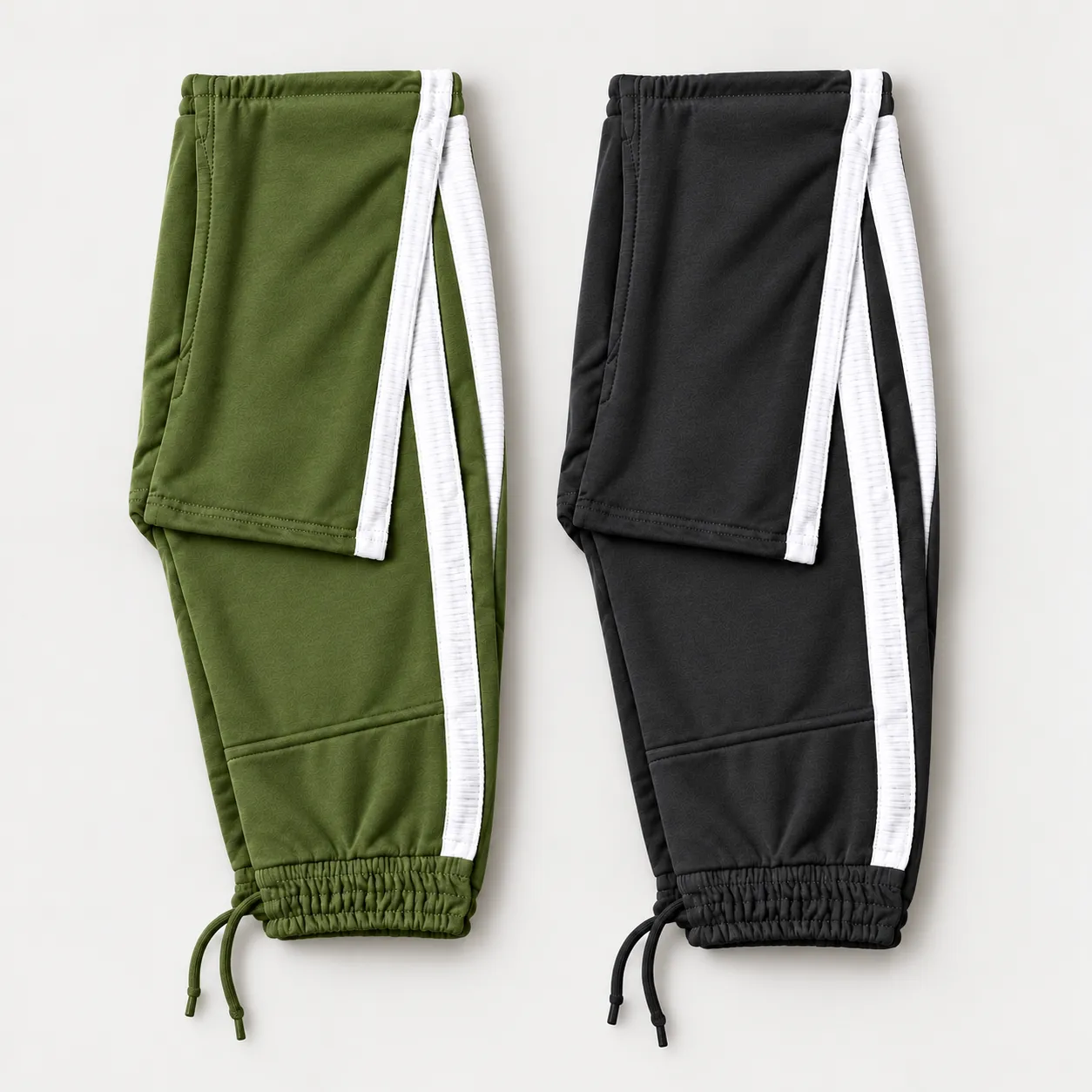 Men’s Premium Side Stripe Jogger Pant || Olive Green+Charcoal Black 2Pcs Combo