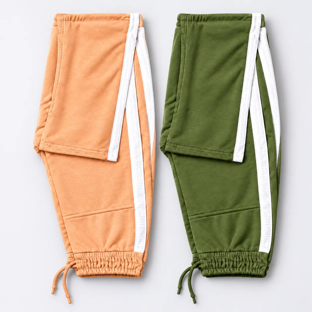 Men’s Premium Side Stripe Jogger Pant || Peach+Olive Green 2 Pcs Combo